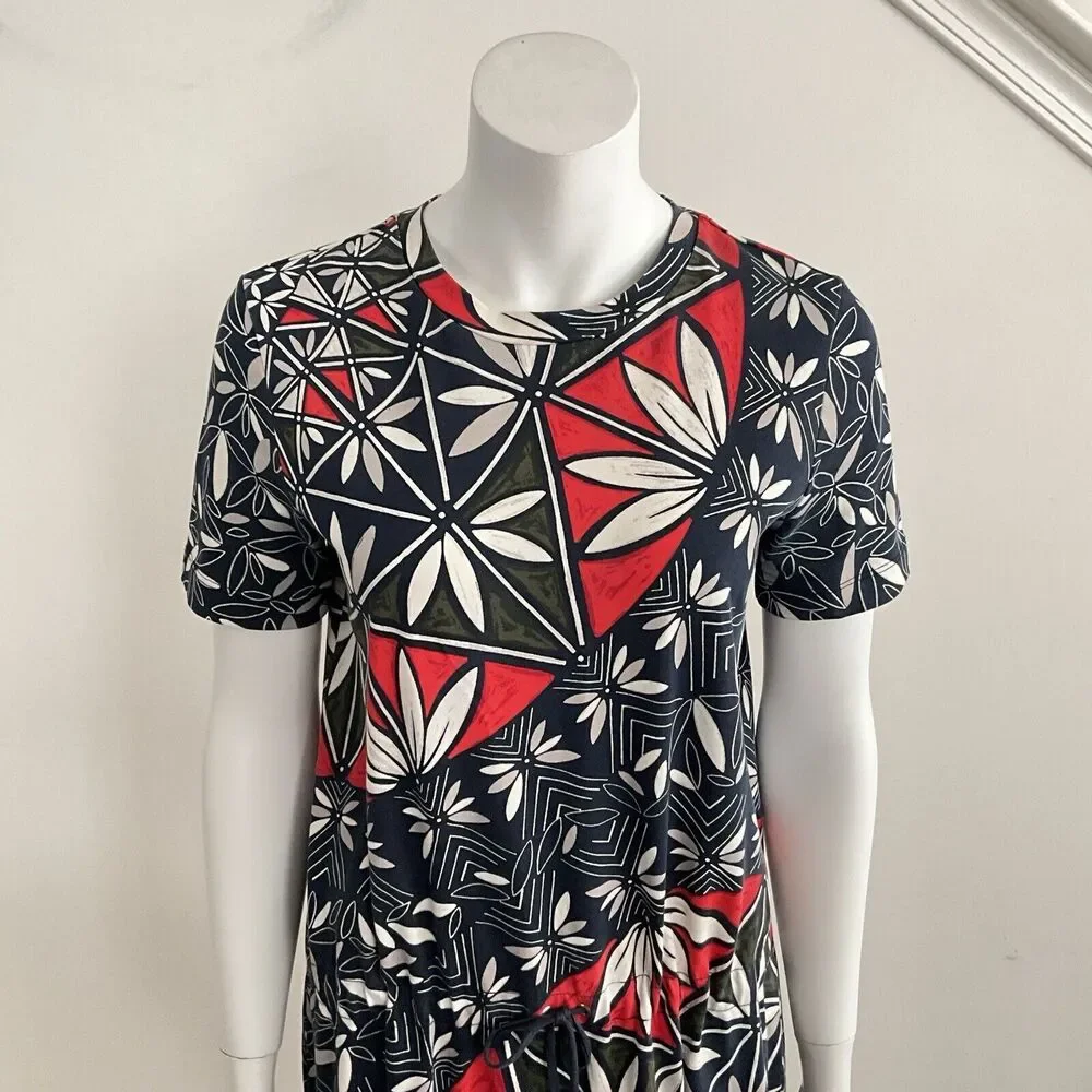 Tory Sport Geometric Pima Cotton Dress Blue XS
